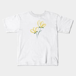 Watercolor Yellow Flowers Element Kids T-Shirt